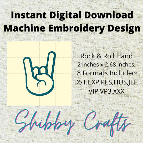 Rock and Roll Hand Sign, Machine Embroidery Design