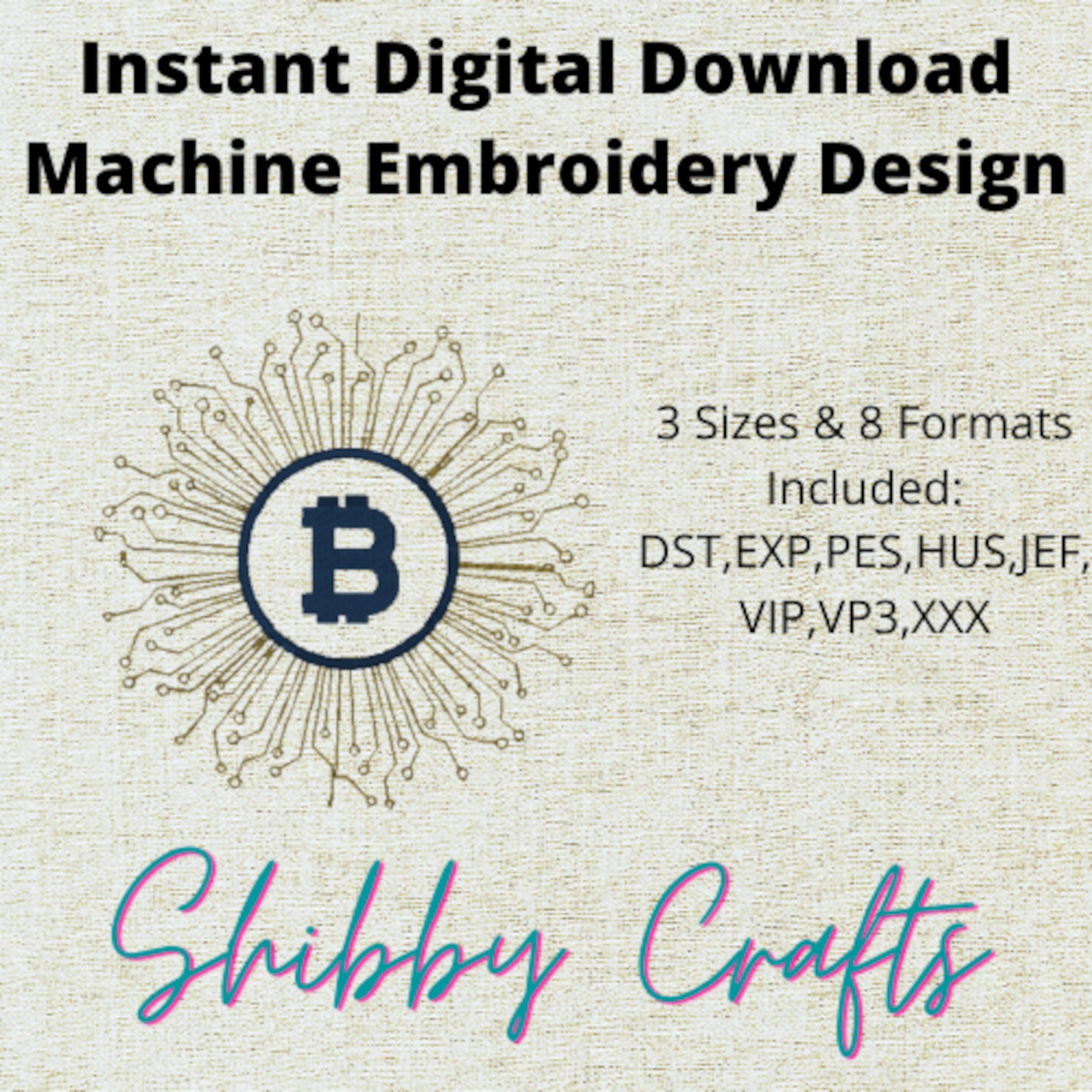 Bitcoin Machine Embroidery Design, Bitcoin Cryptocurrency, Embroidery ...