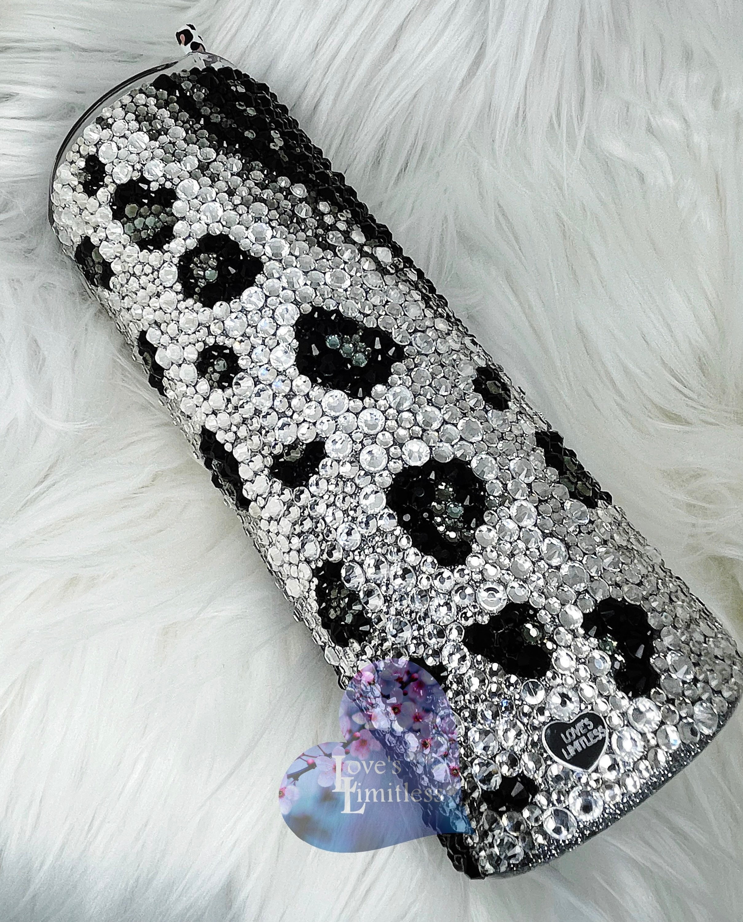 20oz Rhinestone Tumbler, Double Wall Stainless Steel Cup, Drippy Black and  AB White Rhinestones -  Canada