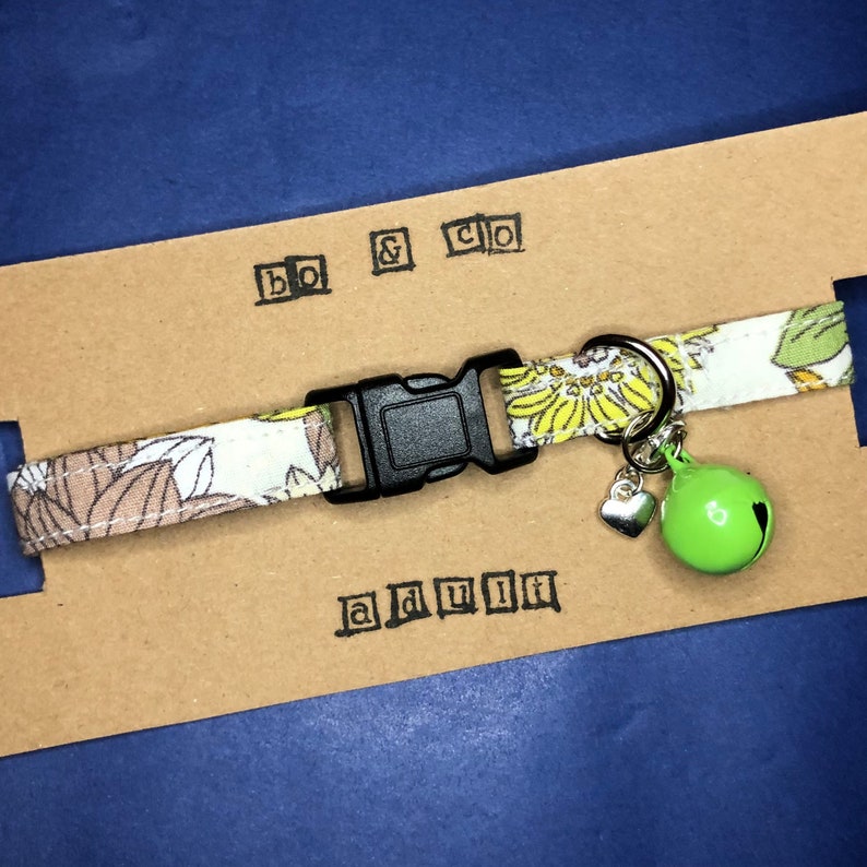 Bo /& Co Ireland Handmade Adjustable Breakaway Safety Dog and Cat Collars 100/% Cotton Elle Cat Collar