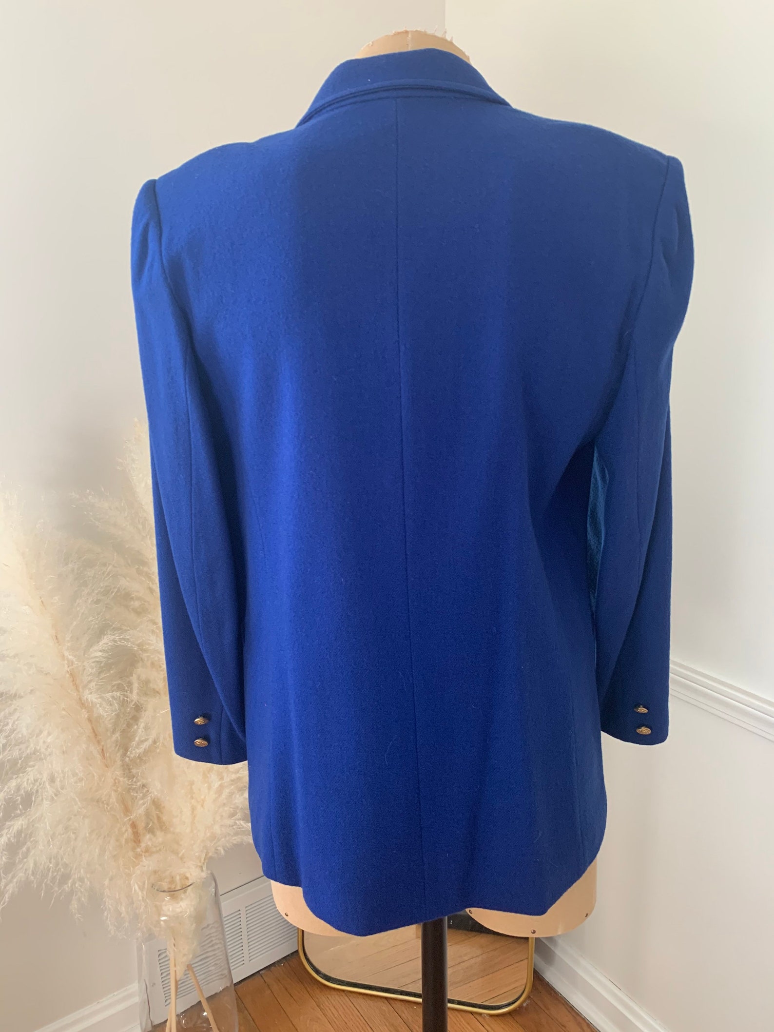 Womens Cobalt blue vintage blazer with gold buttons 100% | Etsy