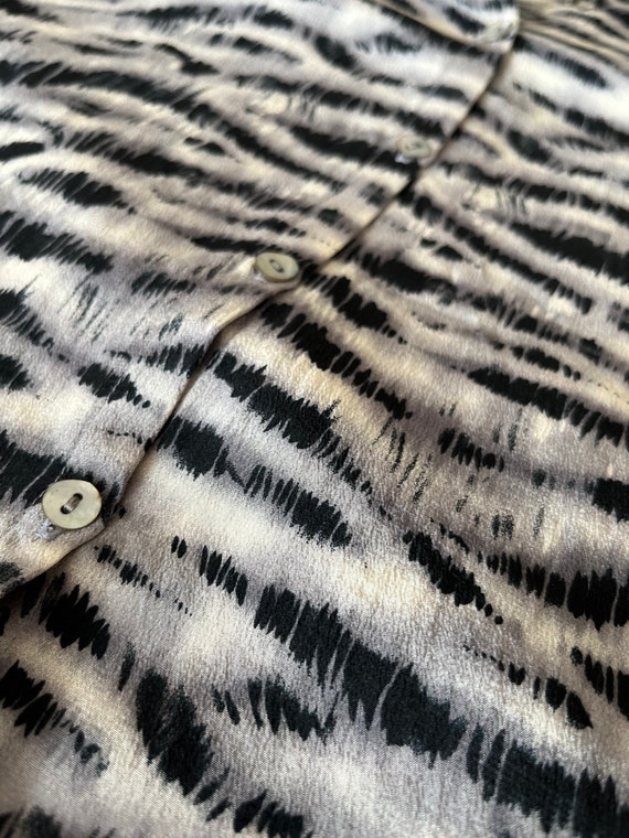 Vintage Allison Taylor Zebra print blouse 100% si… - image 6