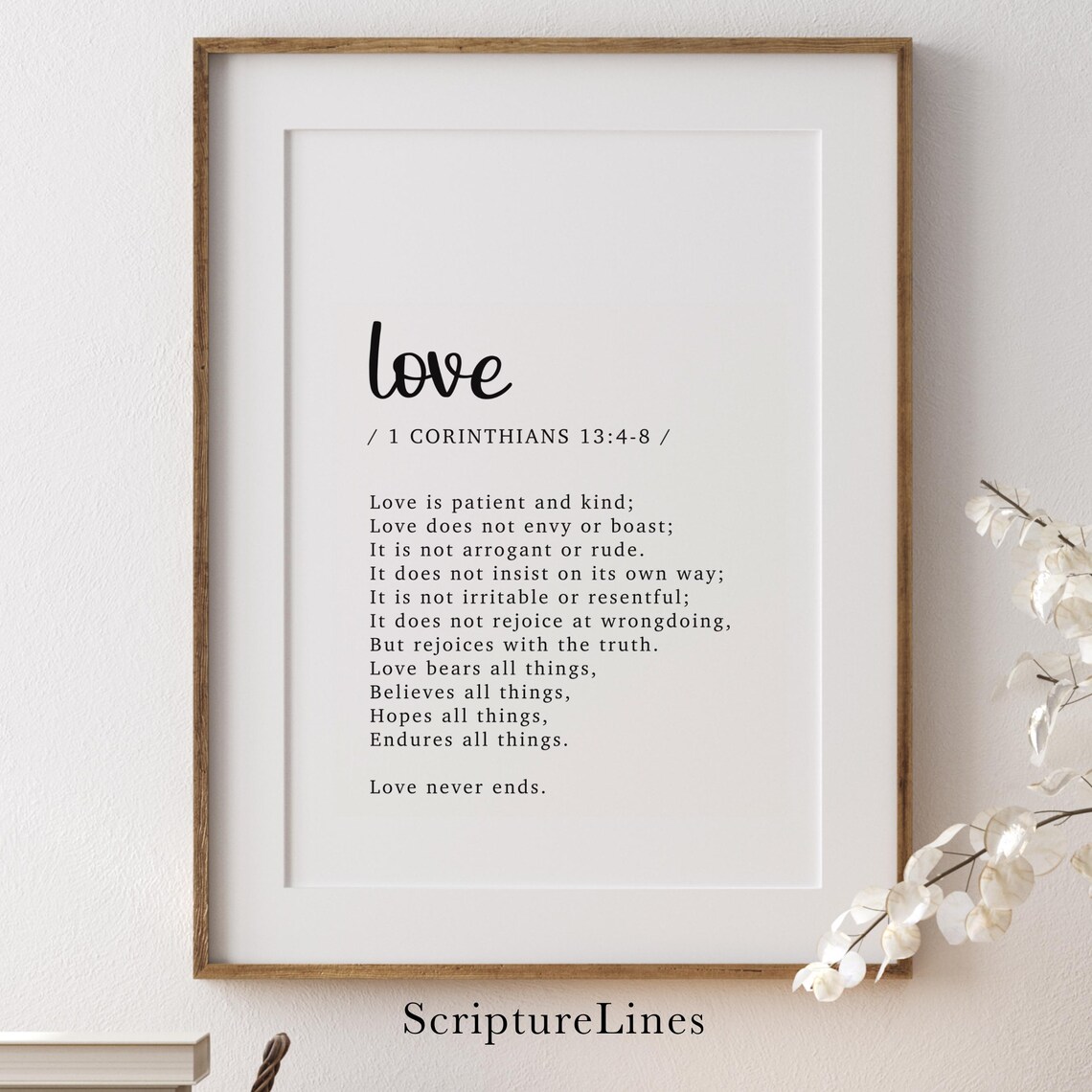 1 Corinthians 13 Wall Art, Love is Patient and Kind, Scripture Art ...
