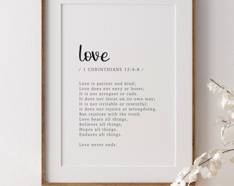 1 Corinthians 13 Wall Art, Love is Patient and Kind, Scripture Art ...