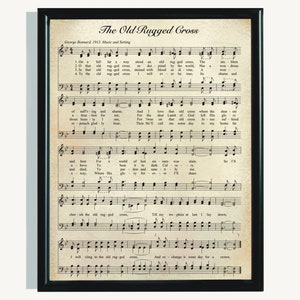The Old Rugged Cross Hymn Printable | Hymn Wall Art, Christian Decor, Vintage Sheet Music, Craft Paper
