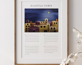 O Little Town of Bethlehem Hymn Wall Art, Bethlehem Painting, Christmas Hymn with Art, Scripture Art, Christmas Painting by ScriptureLines