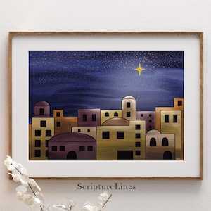O Little Town of Bethlehem Wall Art, Bethlehem Star Painting, Bethlehem Night Sky, schriftkunst, kerstschilderij door ScriptureLines