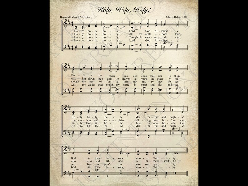 Holy, Holy, Holy Printable Hymn | Hymn Wall Art, Christian Decor ...