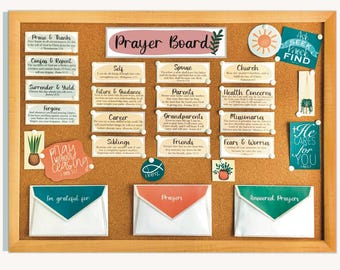 Prayer Board Kit! Prayer Wall Printable, Scriptural Headers with Bible Verses, Biblical Topics, Yearly & Monthly Goals Worksheets