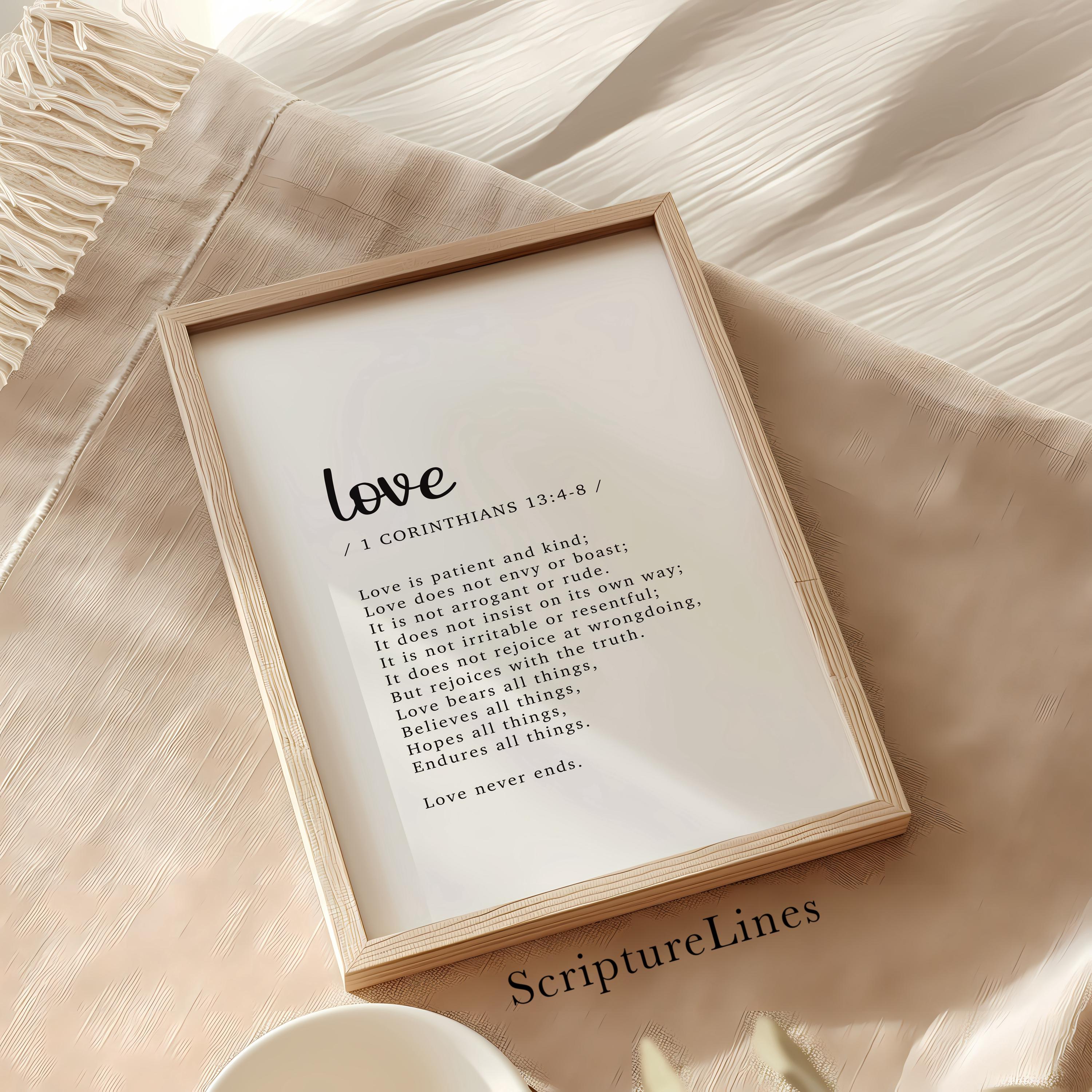 1 Corinthians 13 Wall Art, Love is Patient and Kind, Scripture Art ...