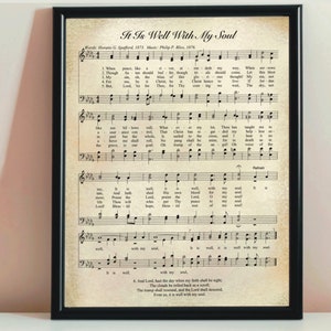 It is Well With My Soul Hymn Printable | Hymn Wall Art, Christian Decor, Vintage Sheet Music, Craft Paper