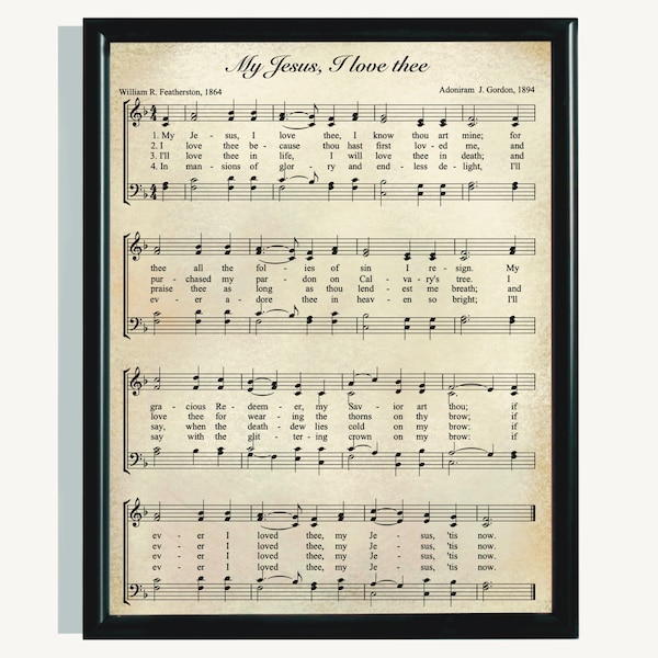 My Jesus I love Thee Hymn Printable | Hymn Wall Art, Christian Decor, Vintage Sheet Music, Craft Paper