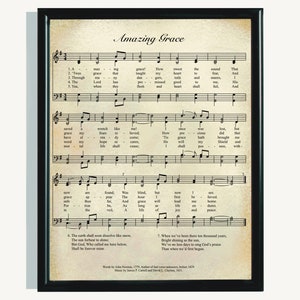 Amazing Grace Hymn Printable | Hymn Wall Art, Christian Decor, Vintage Sheet Music, Craft Paper