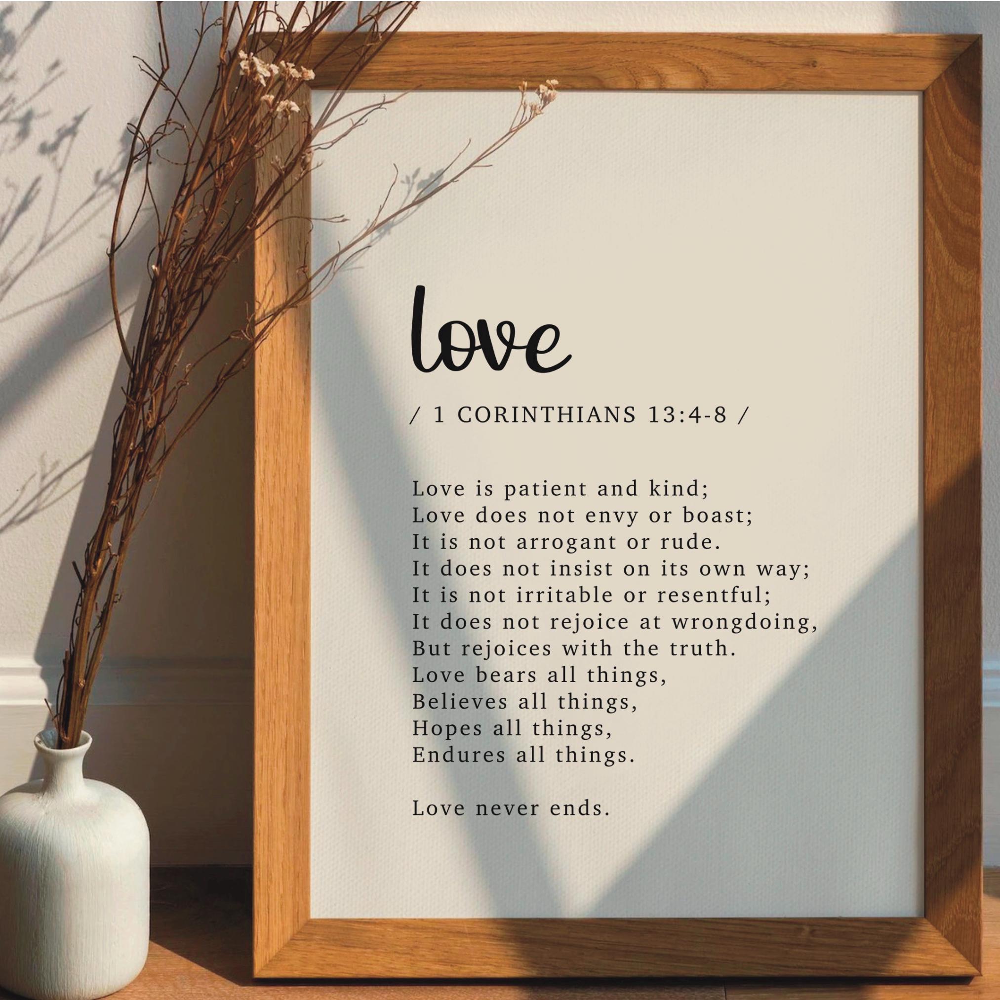 1 Corinthians 13 Wall Art, Love is Patient and Kind, Scripture Art ...