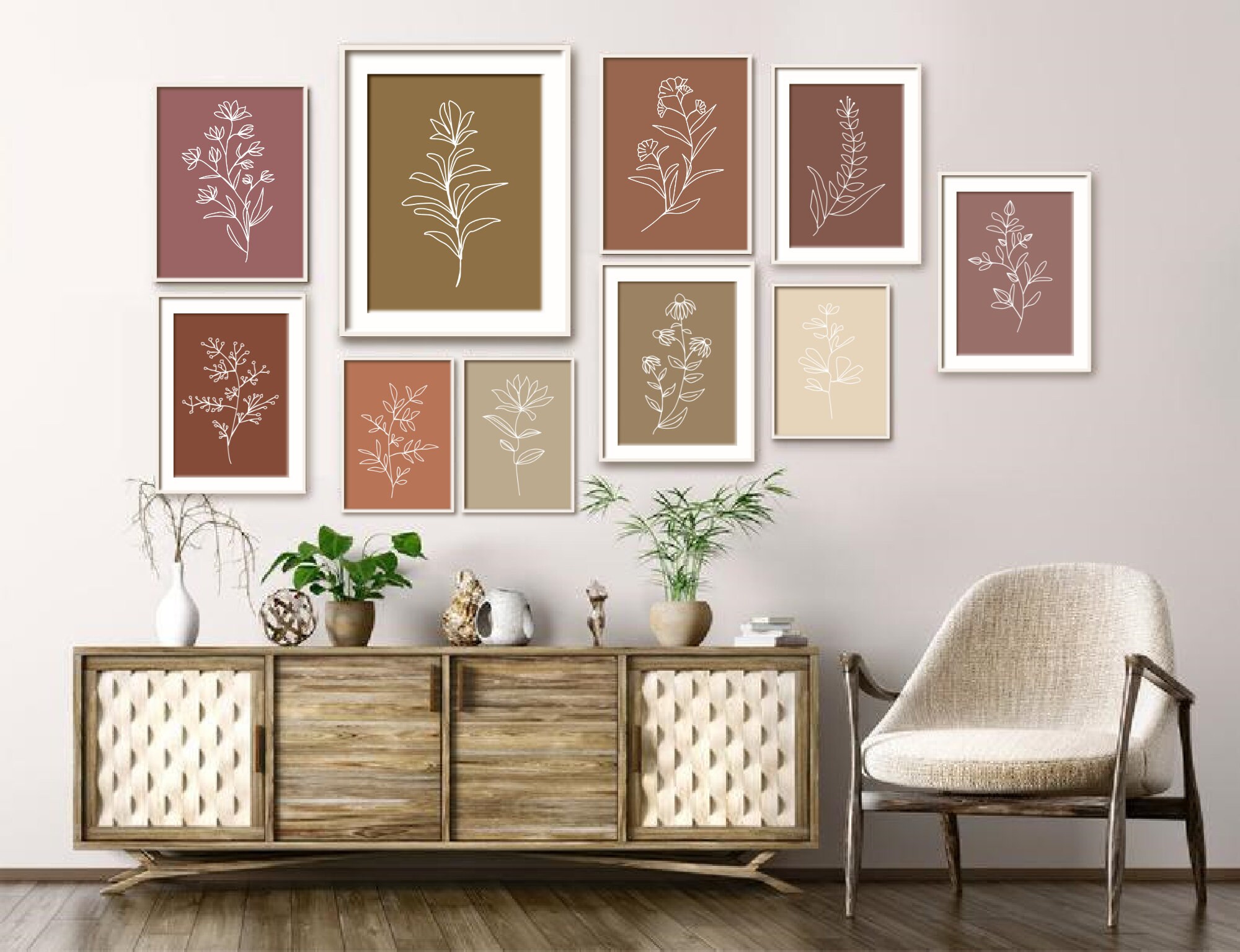 Botanical wall art set of 10 prints Printable Art Minimal Etsy