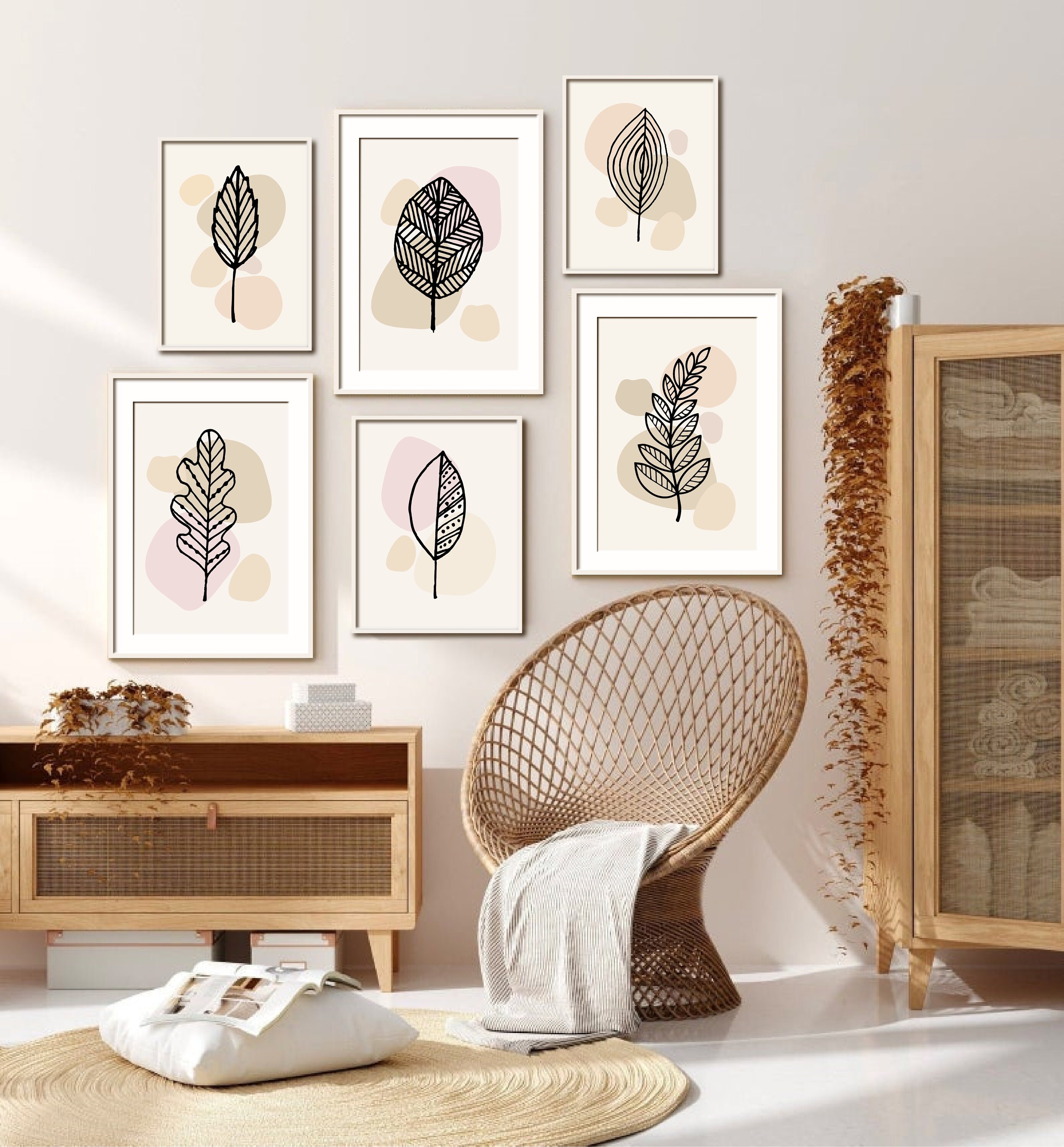 Boho Wall Art Set of 6 Prints Boho Wall Art Abstract Gallery - Etsy