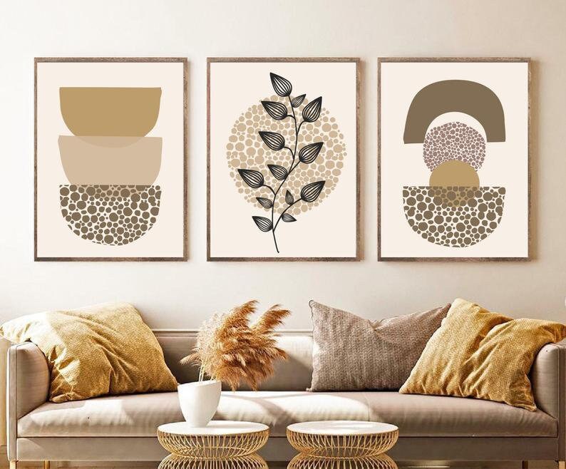Boho Art Set of 3 Prints Boho Wall Art Abstract Gallery Wall | Etsy
