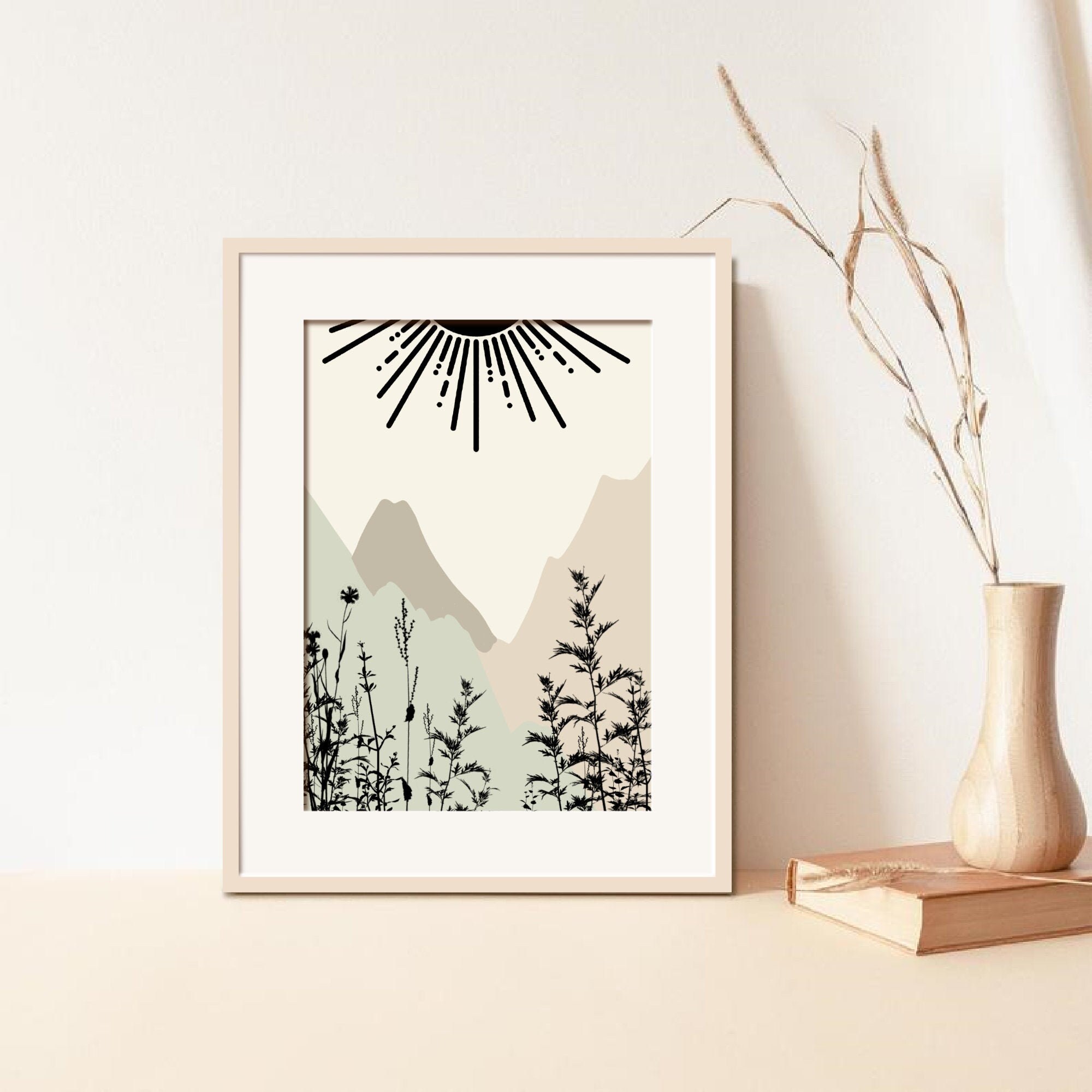 Mountains wall art print boho landscape printable art Mid Etsy