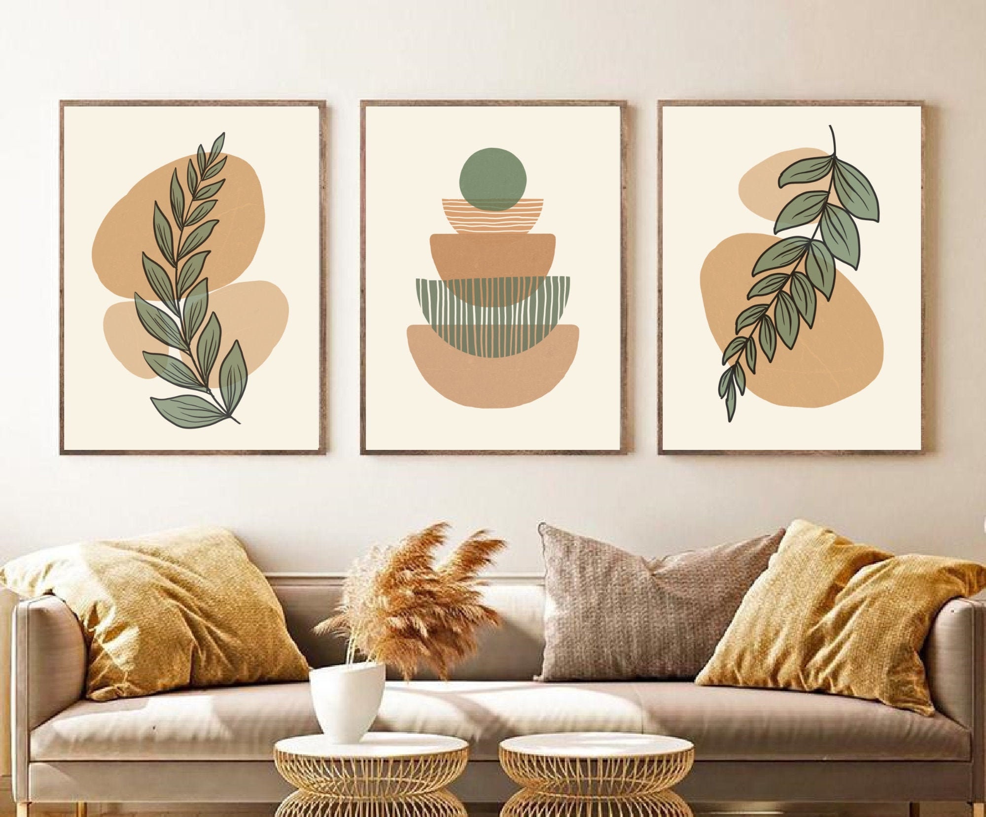 Boho Wall Art Set of 3 Prints Boho Wall Art Abstract Gallery Etsy