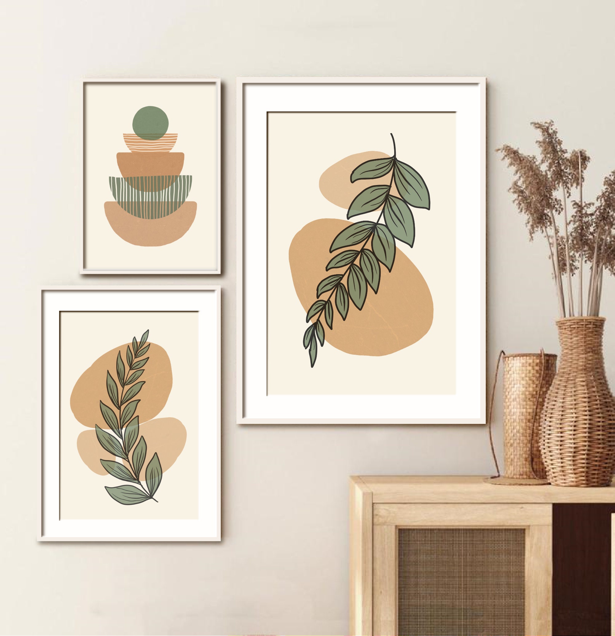 Boho Wall Art Set of 3 Prints Boho Wall Art Abstract Gallery | Etsy