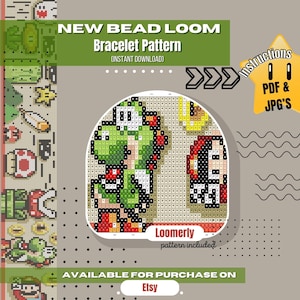 Bead Loom Bracelet Pattern, Retro Video Game design 2, 28x200