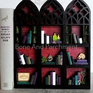 Gothic Cathedral Window Shelf, Mini Library, Gothic Home décor, Witchy Bookish Décor, Mini Bookshelf, Halloween Decorations, Gothic Art