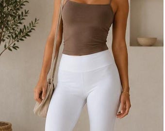 Leggings de algodón, tallas XS-XXL, pantalones elásticos, hasta la rodilla, pantalones de yoga, leggings casuales, algodón suave, pantalones deportivos para mujer.
