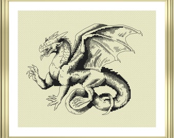 Herald Dragon Blackwork Kreuzstichmuster