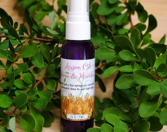 Argan Oil Hair Shine Spray: Botanical Extracts, Color Enhancer (2 oz.) {Made in Michigan}