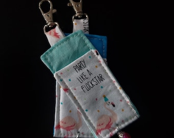 Lip Balm Holder | Keychain | Hand Sewn | Adorned With Charm | Accessories {Made in Michigan}