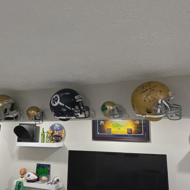 floating shelves for football helmets Hidden Helmet Wall Mount Display, Heavy Duty Metal Hanger Holder Full and Mini Helmets, Football Helmet Shelf Case Stand, Hardwares Included, Black, Pack of 2 : Sports protection acrylic Finally put up shelves to