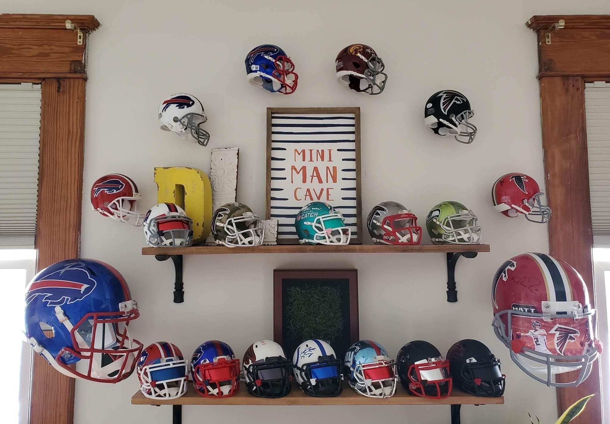 floating shelves for football helmets Fiwochic 6 Pcs Hidden Helmet Wall Mount Display Heavy Duty Metal Hanger Holder Full and Mini Helmets, Helmet Shelf Case Stand for Football Accessory : Sports & Outdoors Locking brass latches with keys to ensure the security of your collection NFL Playoffs Bracket | Floating