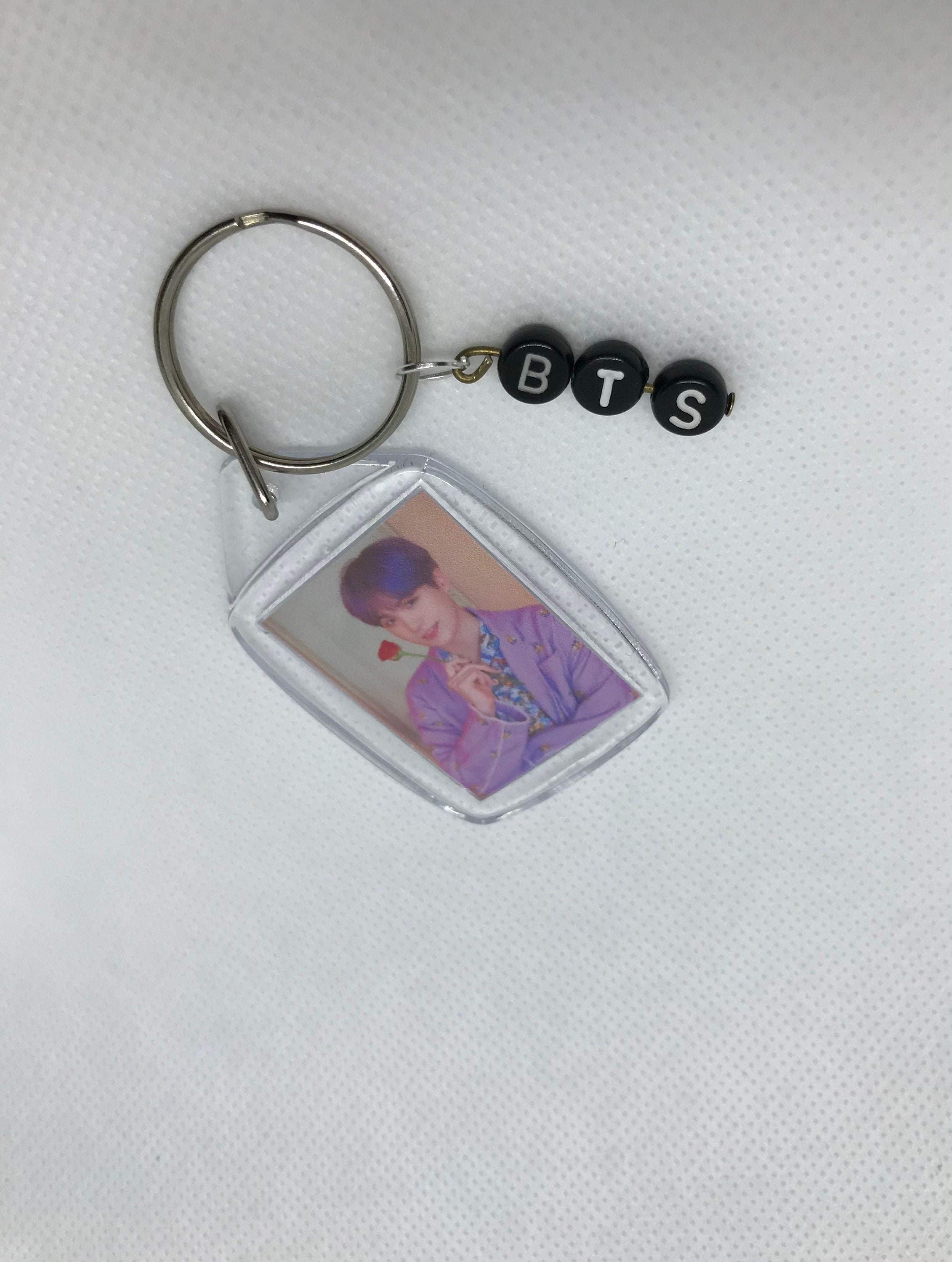 BTS Keychain multiple options bead name Kpop free Etsy