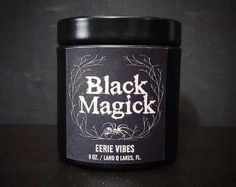 Black Magick Candle | Witchy Candle | Witch Home Décor | Gothic Home Décor | Tin Candle