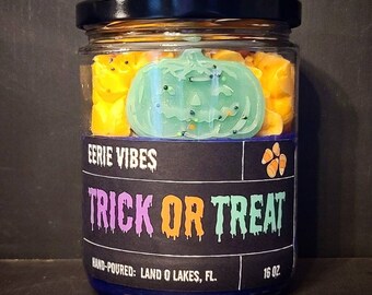 Trick O Treat Candle | Halloween Candle | Spooky | Gothic Home Décor | Pumpkin Candle | Candy Corn