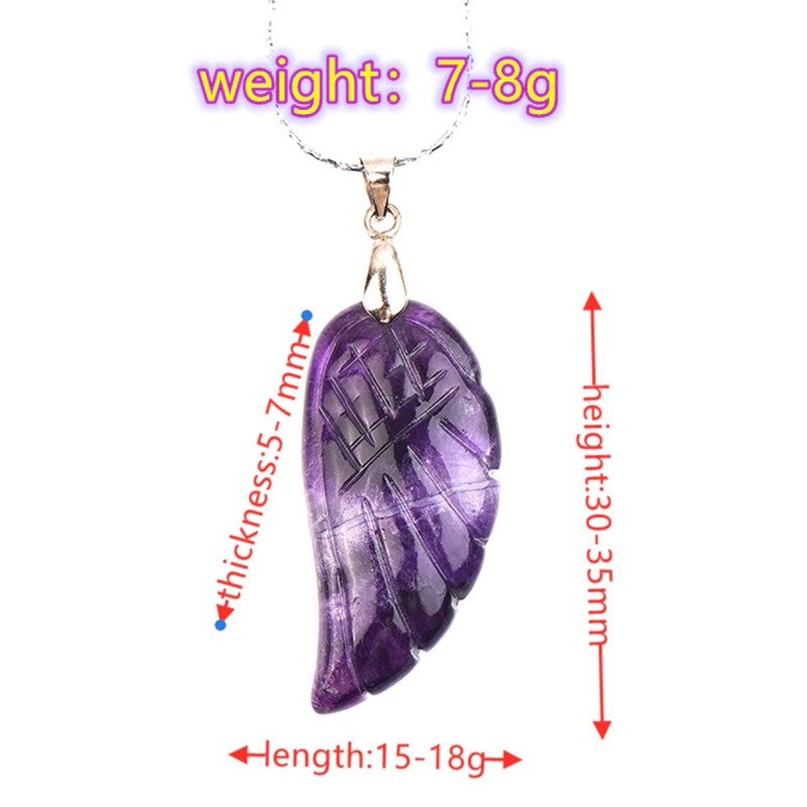 Amethyst Angel Wing Pendant Simple Crystal Pendant Natural Etsy