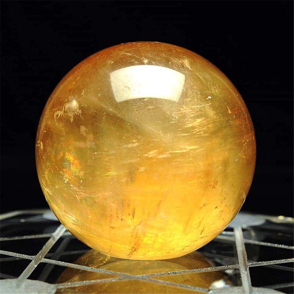Natural Citrine Calcite Quartz Crystal Sphere Ball Healing Etsy