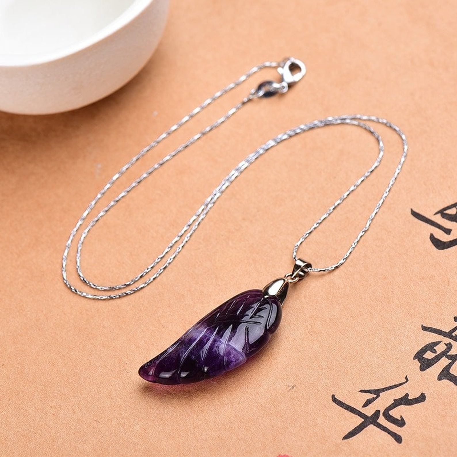 Amethyst Angel Wing Pendant Simple Crystal Pendant Natural Etsy