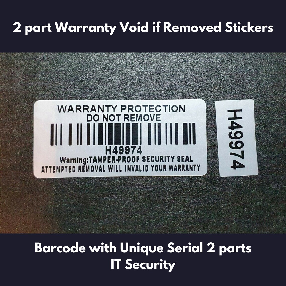 45mmx 20mm Warranty Void If Removed Tamper Proof Silver TWO Part