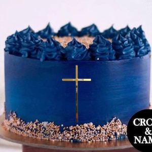 Mirror Acrylic Cross Cake Charm: Christening, Baptism, Communion Cake Decor