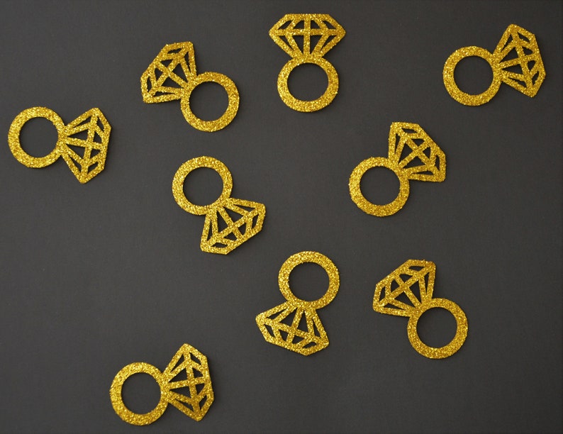 Diamond Ring Confetti Engagement Ring Bachelorette Party Etsy