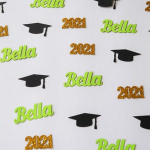 Personalized Graduation Confetti with Cap/2025/Custom Name in Custom Color