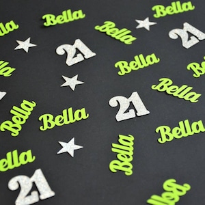 Personalized Name & Number Confetti: Glitter Paper Party Decor