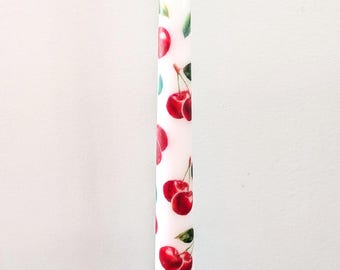 Red Cherry with leaves painted Taper Candles