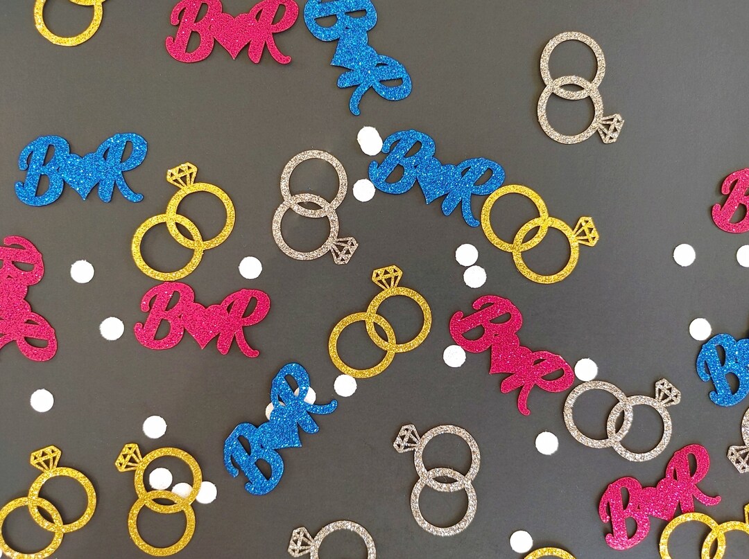 Coriandoli Glitter Oro Rosa Per Matrimoni - Forme Sposa, Anello, Diamante Per Addio Al Celibato - 4