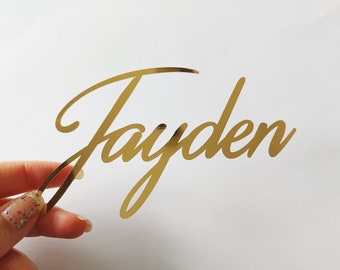 Gepersonaliseerde taartbedel, aangepaste naam metallic karton Taartdecoratie, glitter, kleur, taartstickers