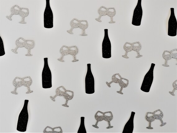 Weinflaschen-Champagner-Konfetti Set – 200 Stück, In Burgunder, Gold, Silber Für Partydeko (Hochzeit, Junggesellinnenabschied)