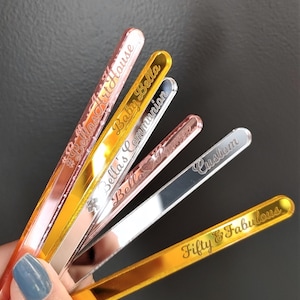 Personalized Engraved Cakesicle Sticks Mirrored Acrylic, Lollipop sticks, Wedding, Communion, Party Favors, Business Event, Graduation, Prom