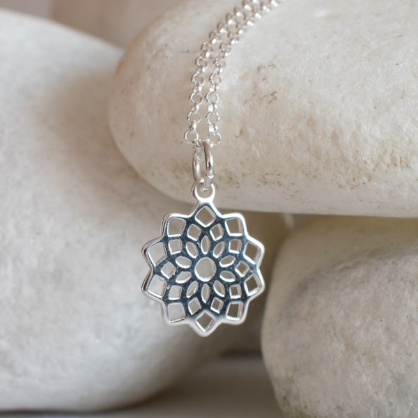 Crown Chakra Sterling Silver Necklace - A Thousand Lotus Petals Charm - Symbolic Necklace - Chakra Jewellery - Spiritual Necklace