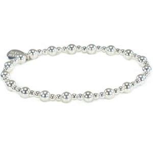 Bracelet de perles en argent sterling : bijoux extensibles en argent 925 empilables